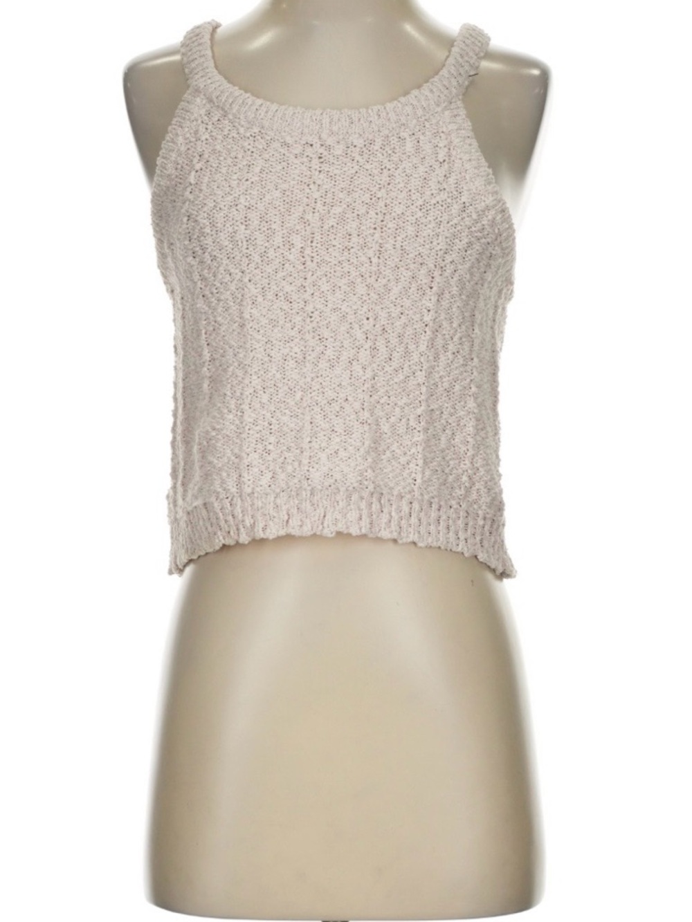 POL Cream Knit Halter Crop Top